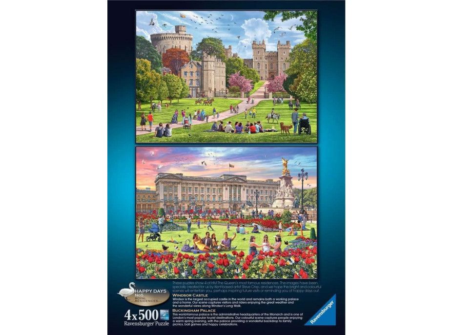 RAVENSBURGER Puzzle Královské rezidence, Velká Británie 4x500 dílků