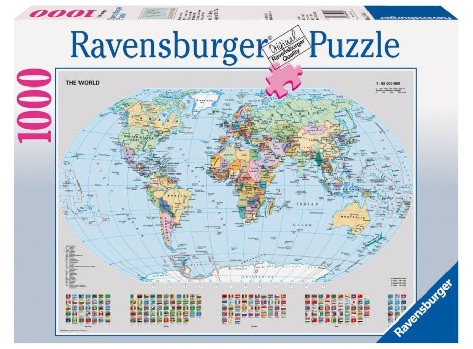 RAVENSBURGER Puzzle Politická mapa světa 1000 dílků