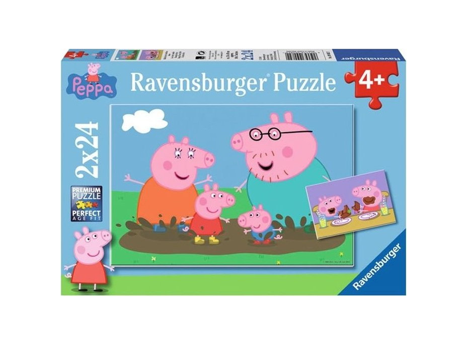 RAVENSBURGER Puzzle Prasátko Pepina: Šťastný rodinný život 2x24 dílků