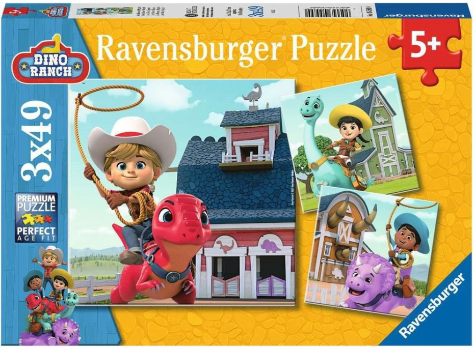 RAVENSBURGER Puzzle Dino Ranch 3x49 dílků