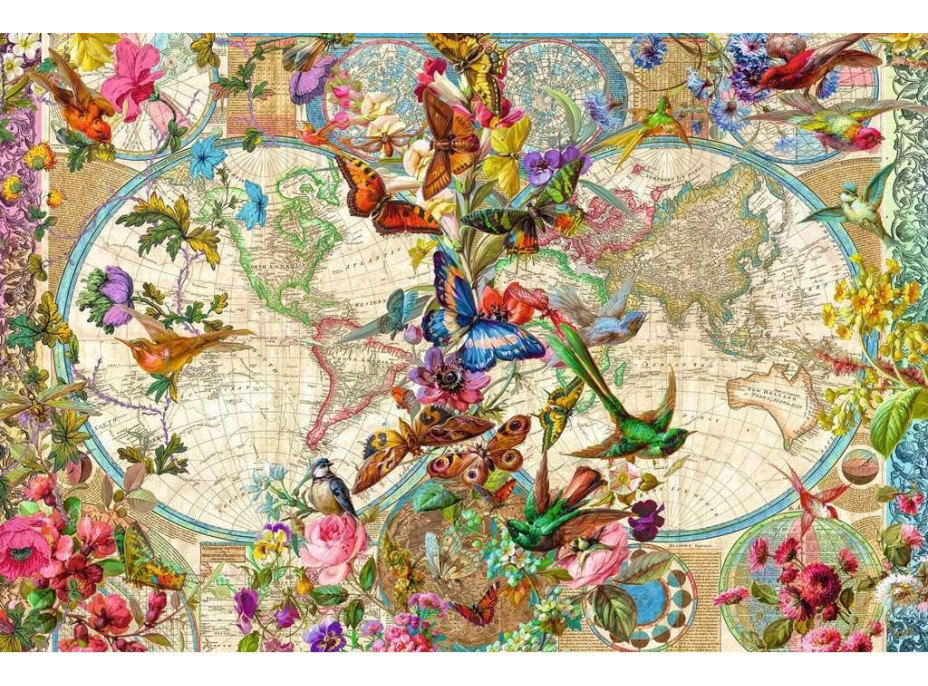 RAVENSBURGER Puzzle Mapa světa s flórou a faunou 3000 dílků