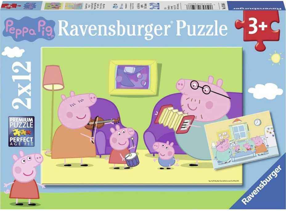 RAVENSBURGER Puzzle Prasátko Peppa: Doma 2x12 dílků