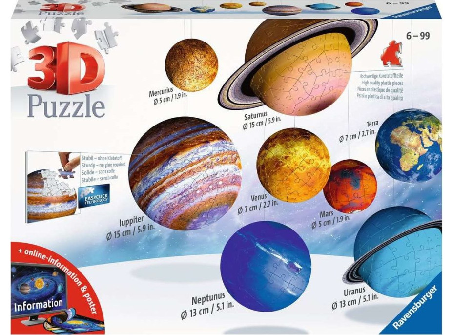 RAVENSBURGER 3D puzzle Sluneční soustava 540 dílků