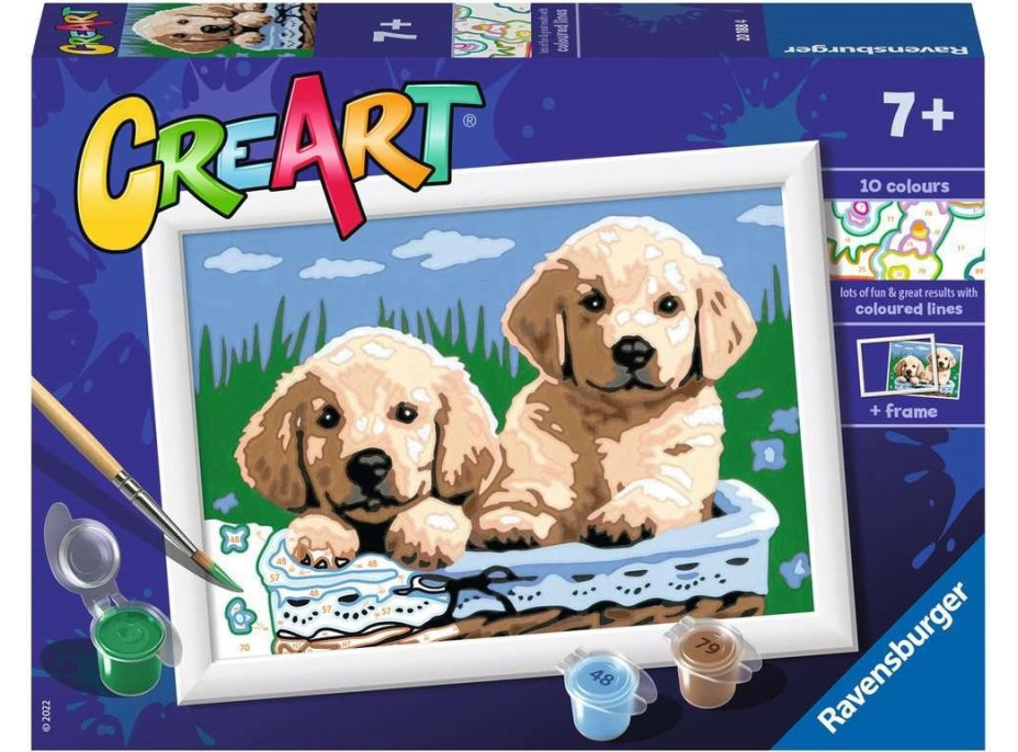 RAVENSBURGER CreArt Malování podle čísel: Roztomilá štěňata 18x13cm