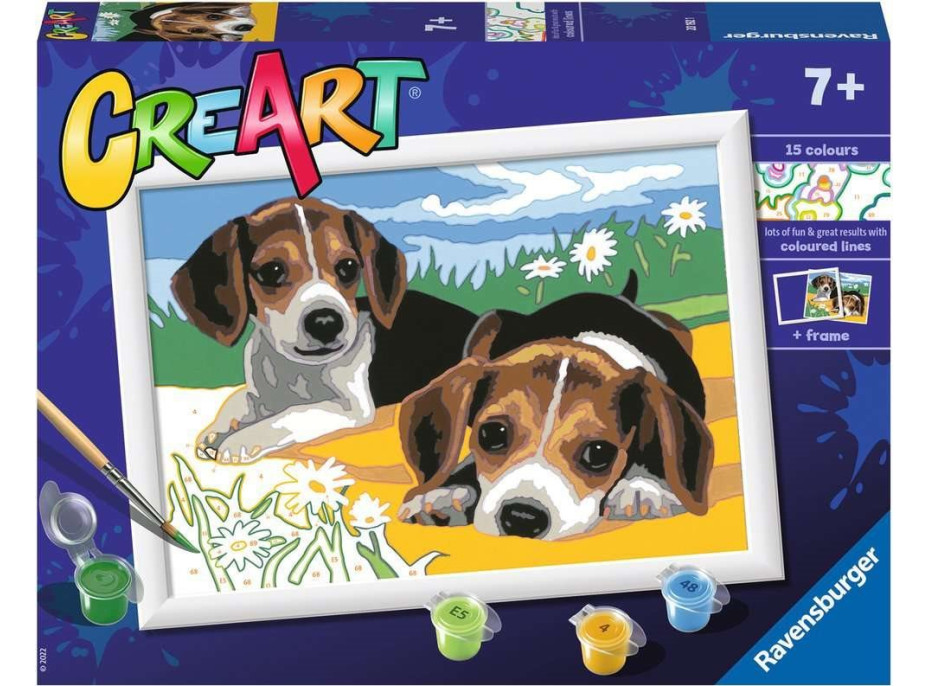 RAVENSBURGER CreArt Malování podle čísel: Štěňata Jack Russella 24x18 cm