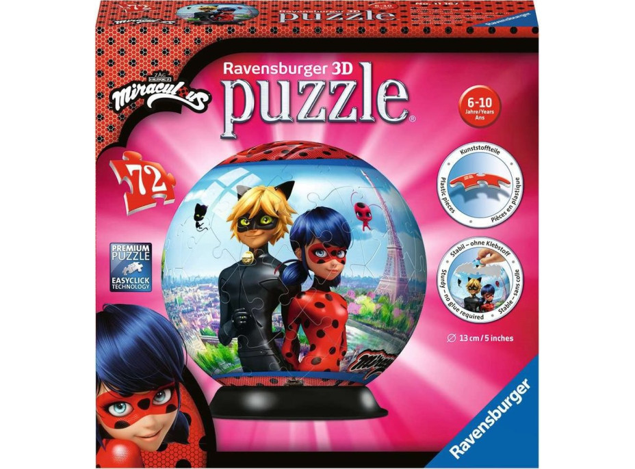 RAVENSBURGER Puzzleball Kouzelná Beruška a Černý kocour 72 dílků