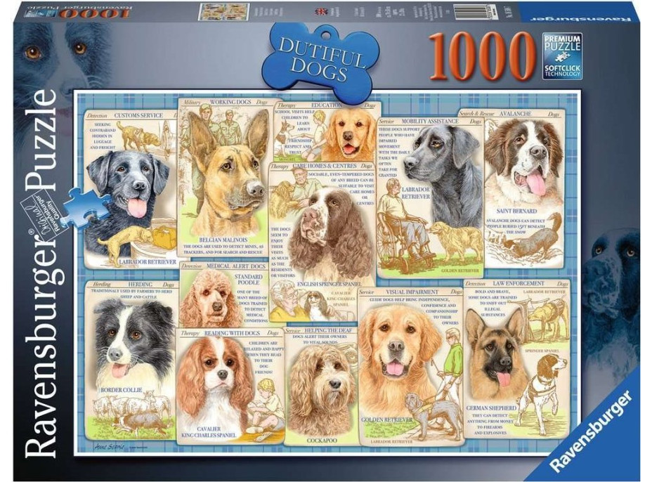 RAVENSBURGER Puzzle Poslušní psi 1000 dílků