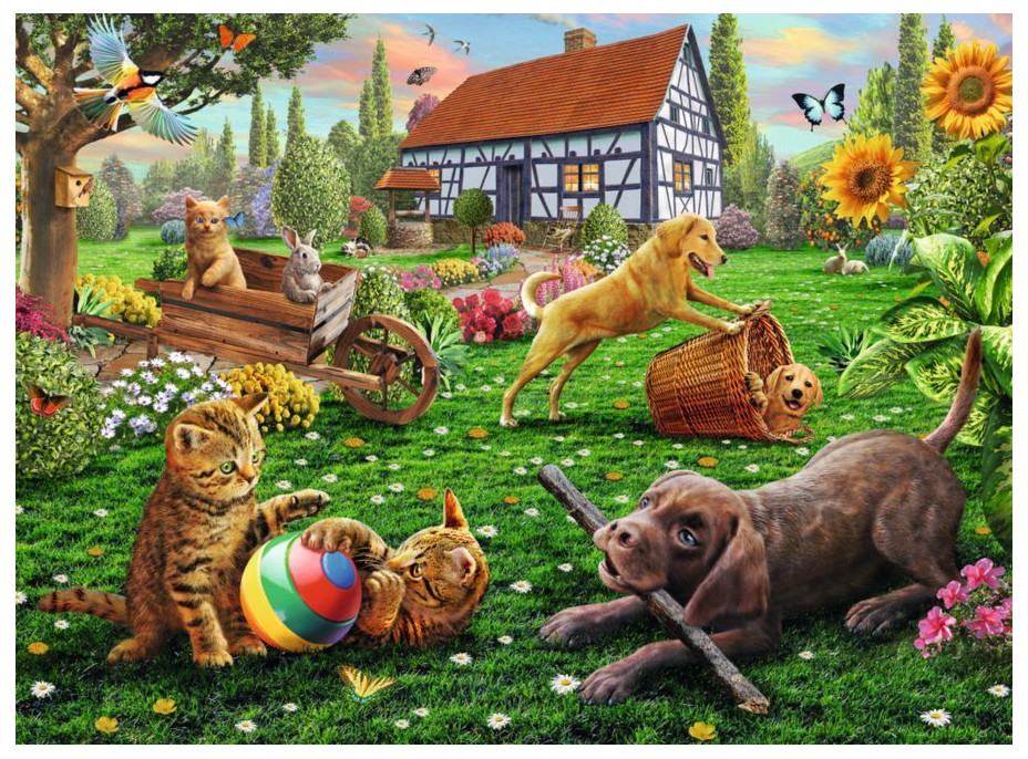 RAVENSBURGER Puzzle Hrátky na zahradě XXL 200 dílků