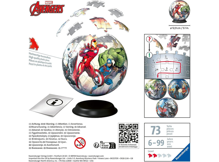 RAVENSBURGER Puzzleball Marvel: Avengers 73 dílků