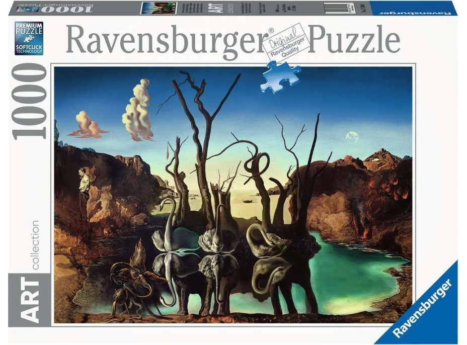 RAVENSBURGER Puzzle Art Collection: Labutě odrážející se ve vodě jako sloni 1000 dílků