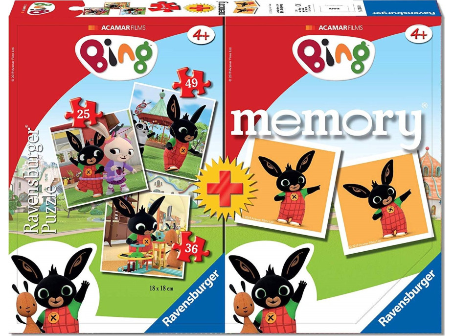 RAVENSBURGER Puzzle Bing 3v1 (25,36,49 dílků) + pexeso