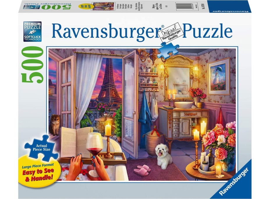 RAVENSBURGER Puzzle Útulná místa: Koupelna v Paříži XXL 500 dílků