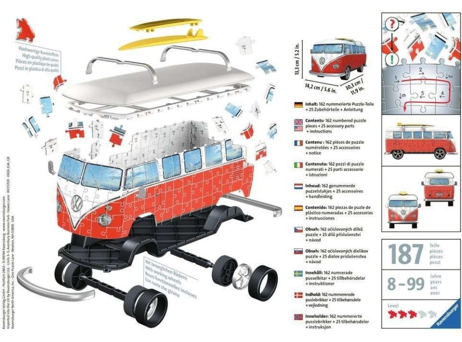 RAVENSBURGER 3D puzzle Autobus Volkswagen T1 162 dílků