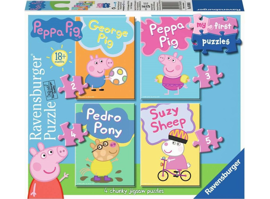 RAVENSBURGER Moje první puzzle Prasátko Peppa 4v1 (2,3,4,5 dílků)