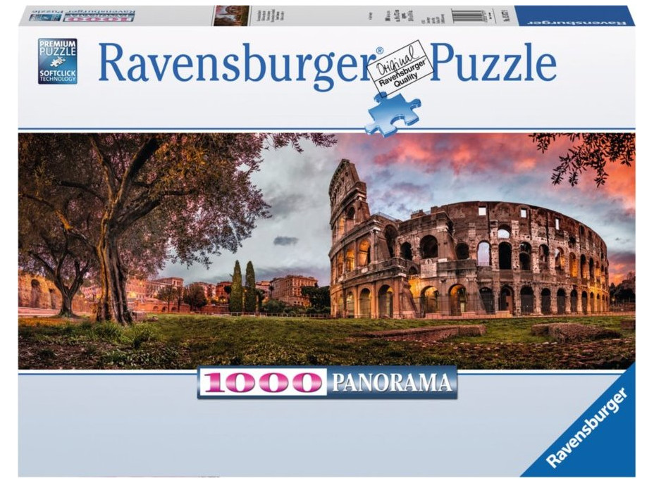 RAVENSBURGER Panoramatické puzzle Západ slunce nad Koloseem, Itálie 1000 dílků