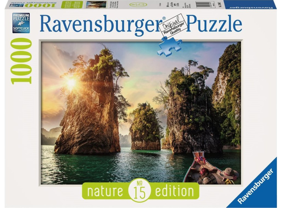 RAVENSBURGER Puzzle Útesy v jezeře Cheow Lan, Thajsko 1000 dílků