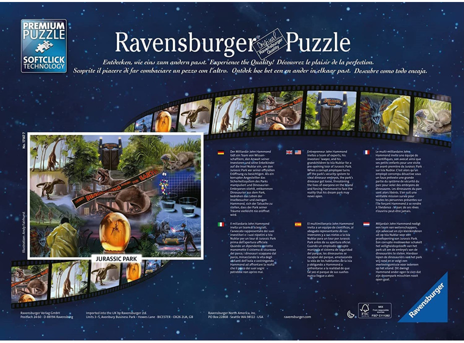 RAVENSBURGER Puzzle Jurský park 1000 dílků