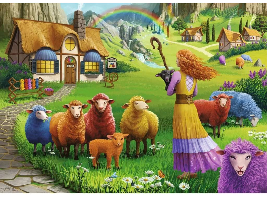 RAVENSBURGER Puzzle Obchod s vlnou Šťastná ovečka 1000 dílků