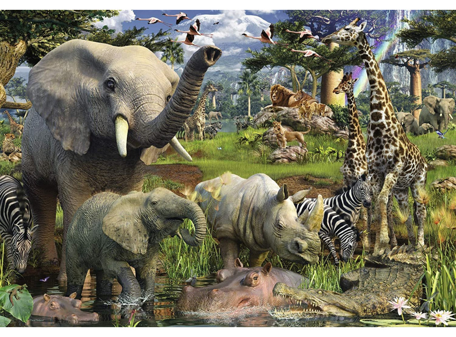 RAVENSBURGER Puzzle Zvířata u zdroje vody 18000 dílků