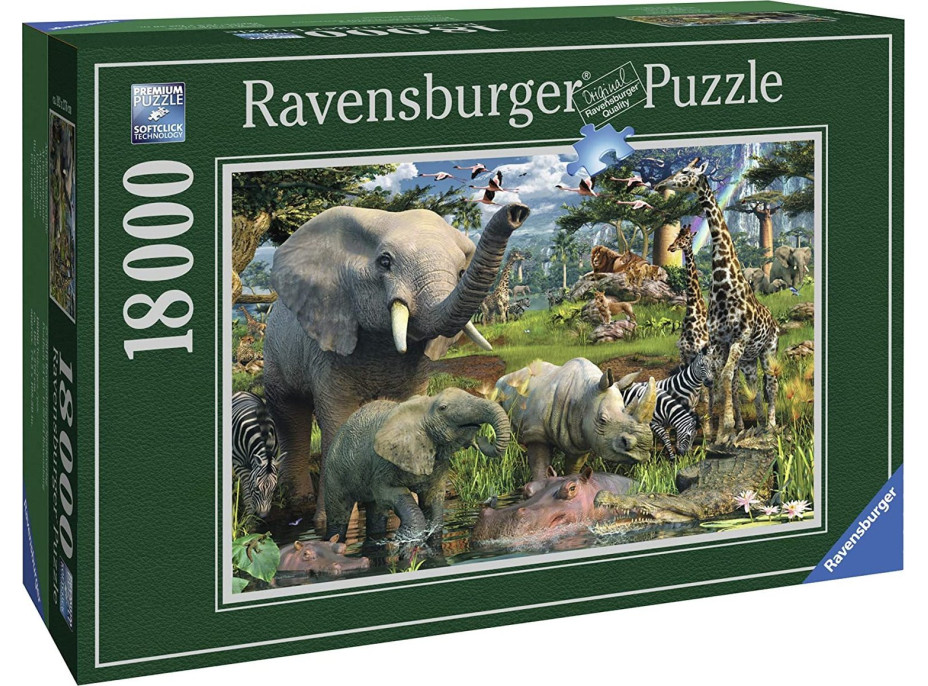 RAVENSBURGER Puzzle Zvířata u zdroje vody 18000 dílků