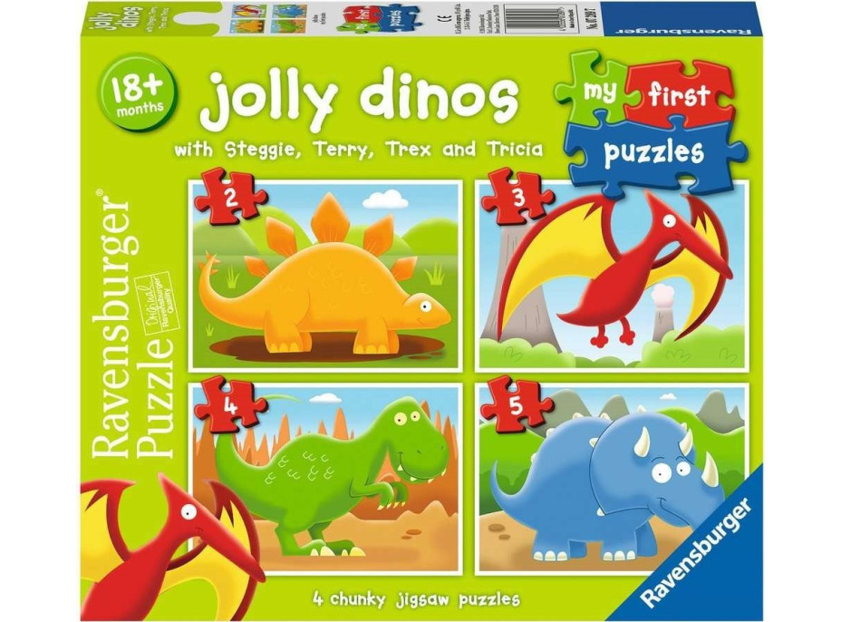 RAVENSBURGER Moje první puzzle Veselí Dinosauři 4v1 (2,3,4,5 dílků)