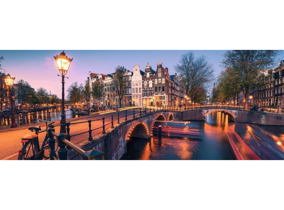 RAVENSBURGER Panoramatické puzzle Večer v Amsterdamu 1000 dílků