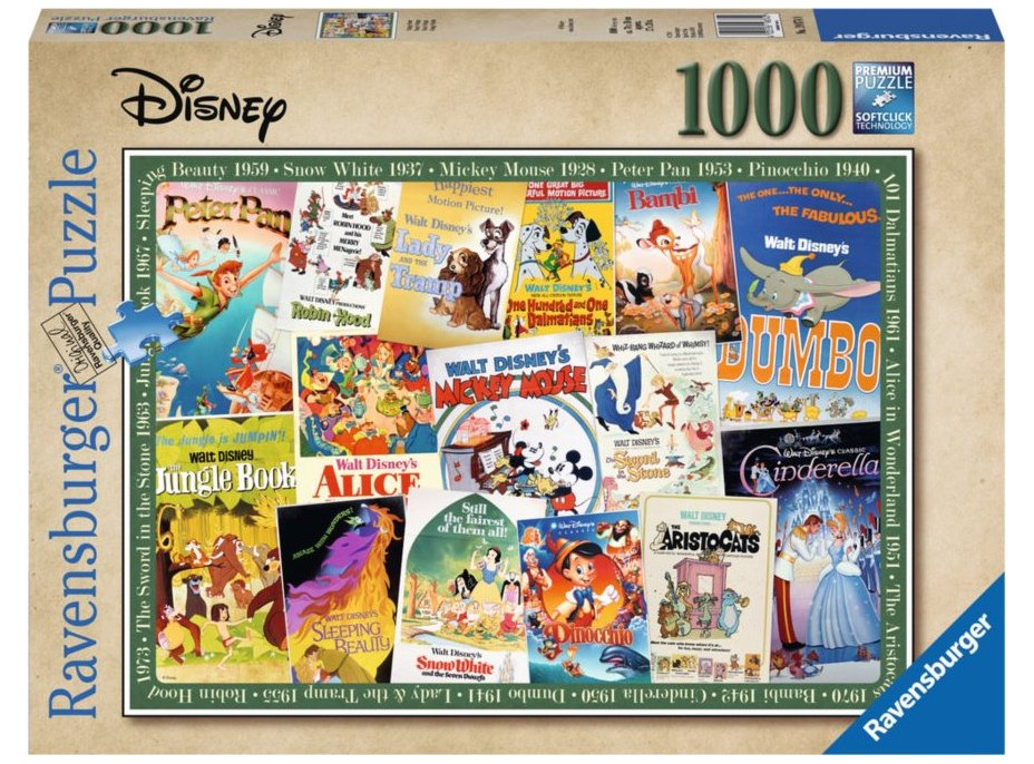 RAVENSBURGER Puzzle Filmové plakáty Disney 1000 dílků