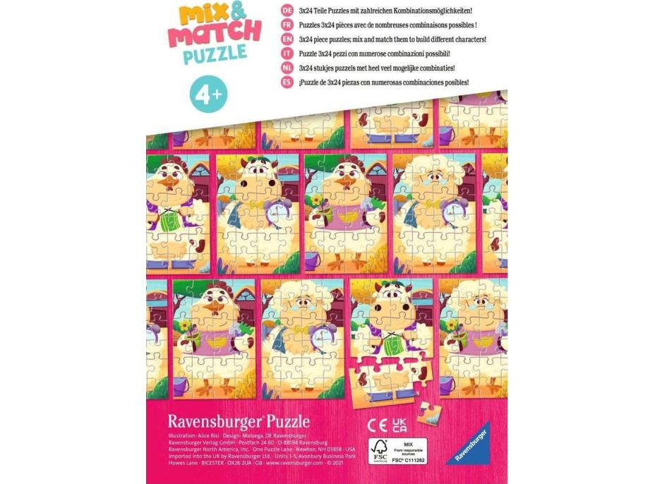 RAVENSBURGER Puzzle Mix&Match: Moji přátelé z farmy 3x24 dílků