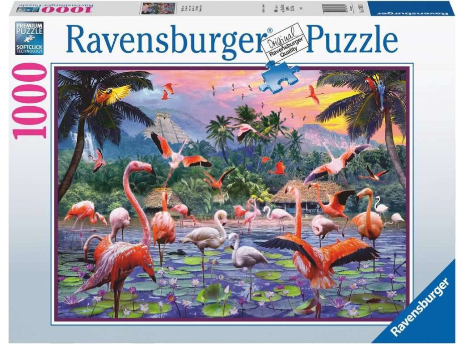 RAVENSBURGER Puzzle Růžoví plameňáci 1000 dílků