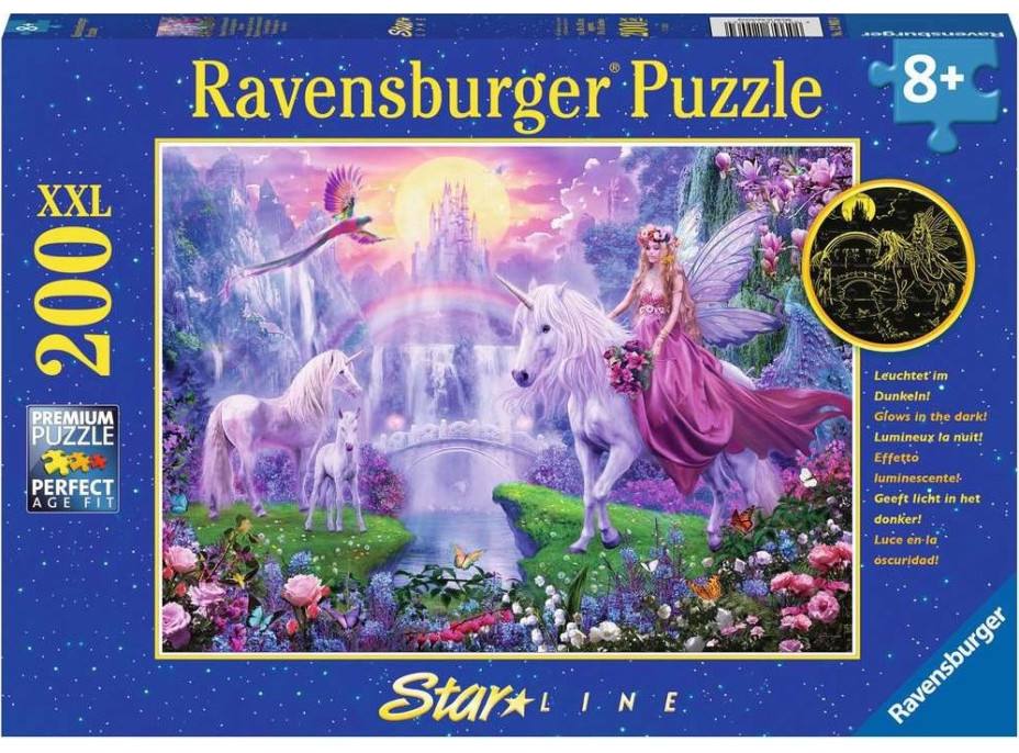 RAVENSBURGER Svítící puzzle Magická noc jednorožců XXL 200 dílků