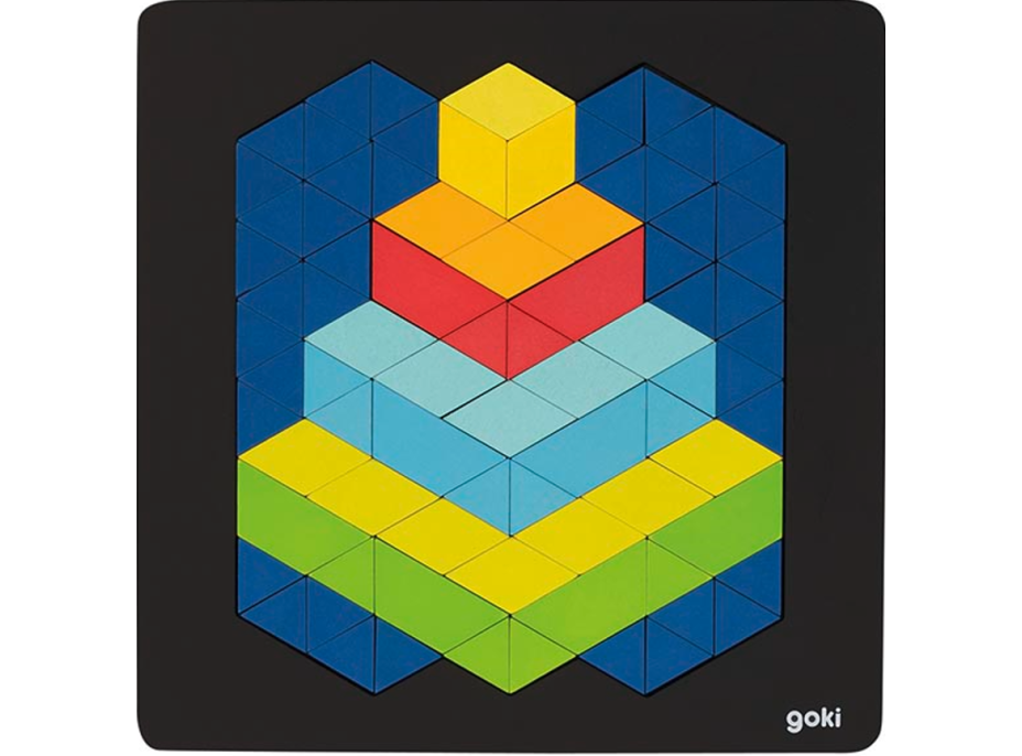 GOKI Dřevěné puzzle Pyramida 3D efekt 82 dílků