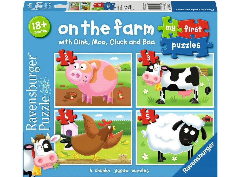 RAVENSBURGER Moje první puzzle: Na farmě 4v1 (2,3,4,5 dílků)