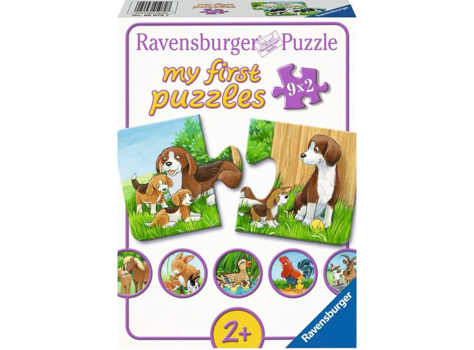 RAVENSBURGER Moje první puzzle Zvířecí rodiny 9x2 dílků