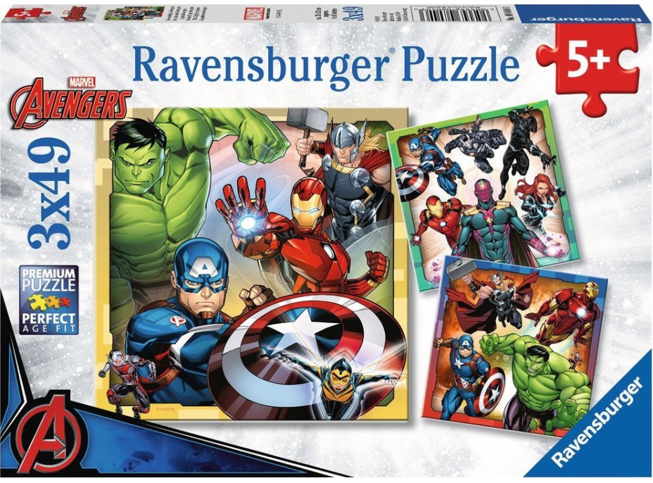 RAVENSBURGER Puzzle Avengers 3x49 dílků