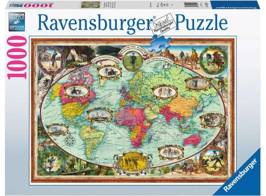 RAVENSBURGER Puzzle Cesta kolem světa na kole 1000 dílků