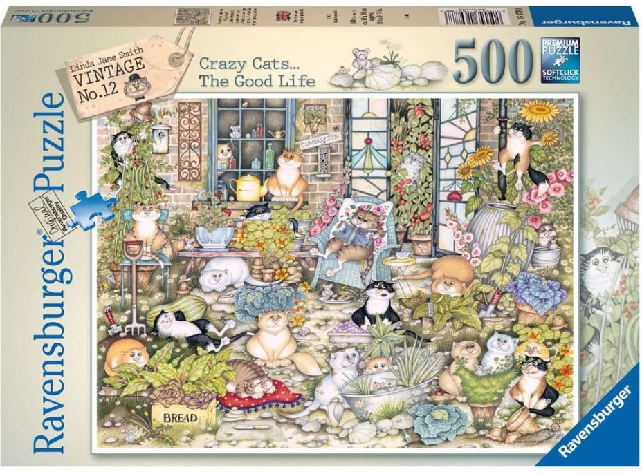 RAVENSBURGER Puzzle Crazy Cats: Kočičí život 500 dílků