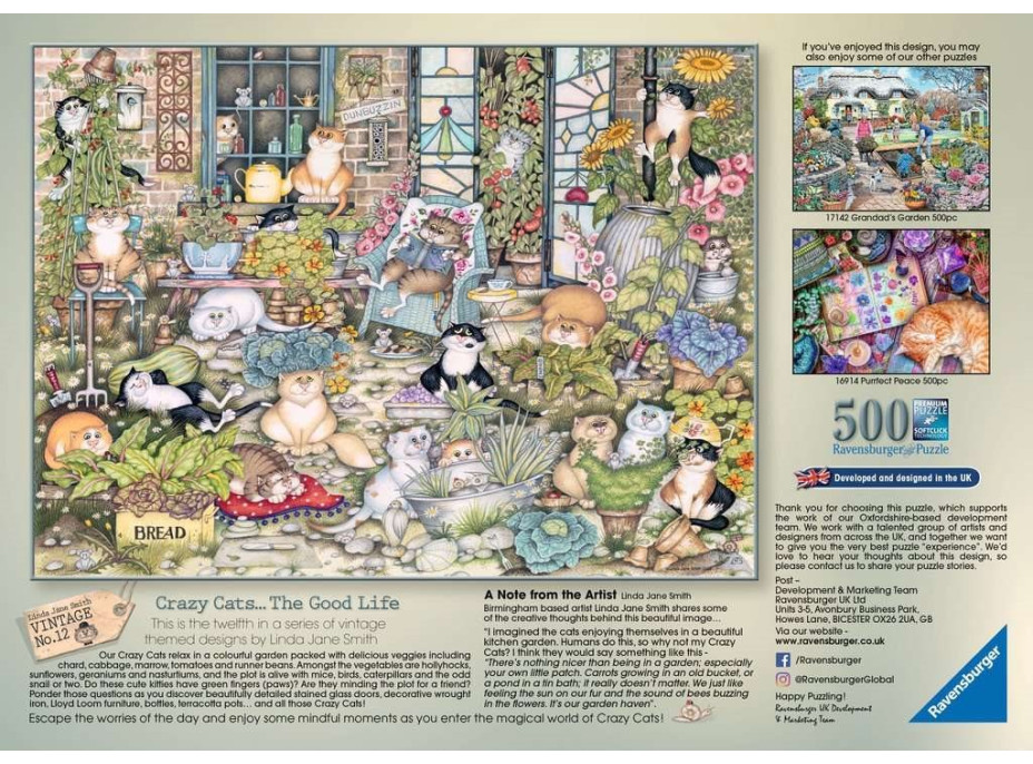 RAVENSBURGER Puzzle Crazy Cats: Kočičí život 500 dílků