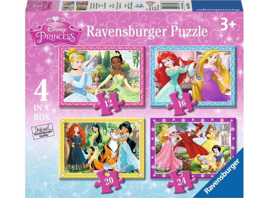 RAVENSBURGER Puzzle Disney Princezny: Láskyplná péče 4v1 (12,16,20,24 dílků)