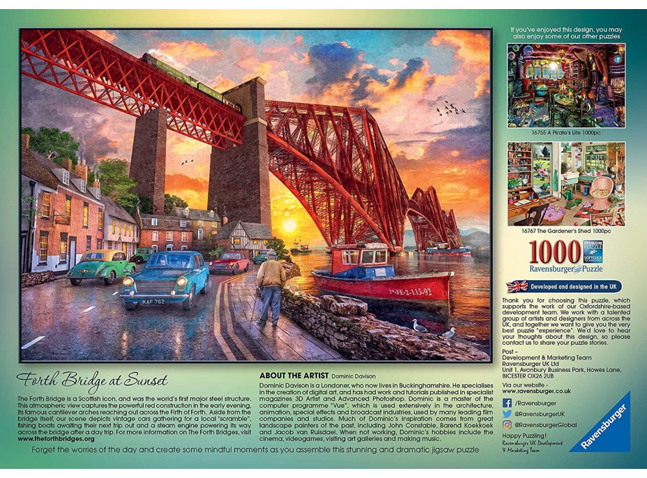 RAVENSBURGER Puzzle Forth Bridge při západu slunce, Skotsko 1000 dílků