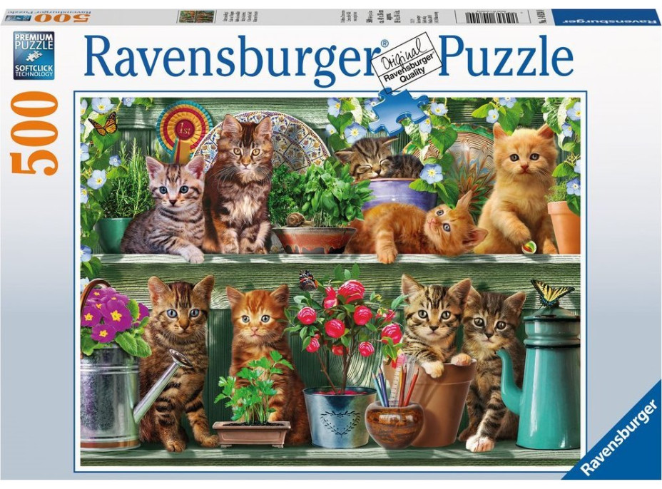 RAVENSBURGER Puzzle Kočky na poličce 500 dílků