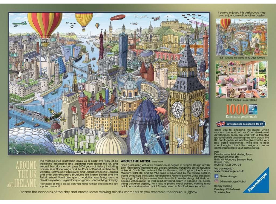 RAVENSBURGER Puzzle Kolem Velké Británie a Irska 1000 dílků