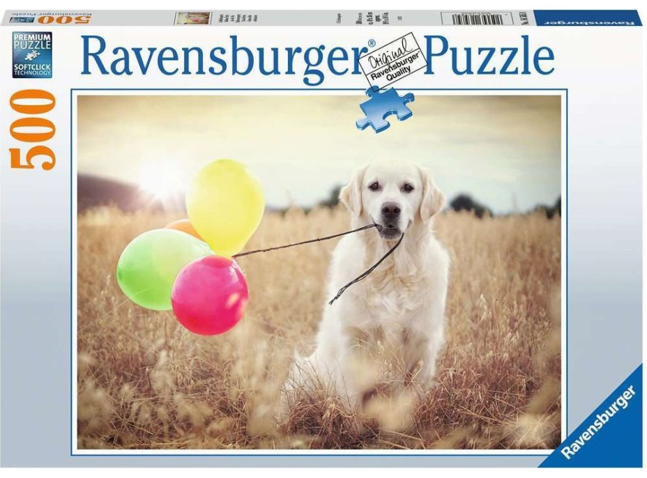 RAVENSBURGER Puzzle Labrador s balónky 500 dílků