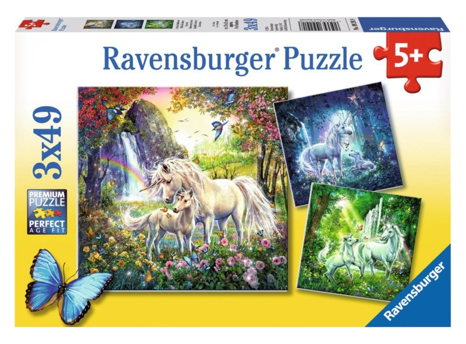 RAVENSBURGER Puzzle Nádherní jednorožci 3x49 dílků