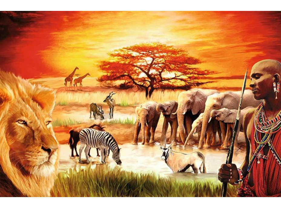 RAVENSBURGER Puzzle Savana - hrdí Masajové 3000 dílků