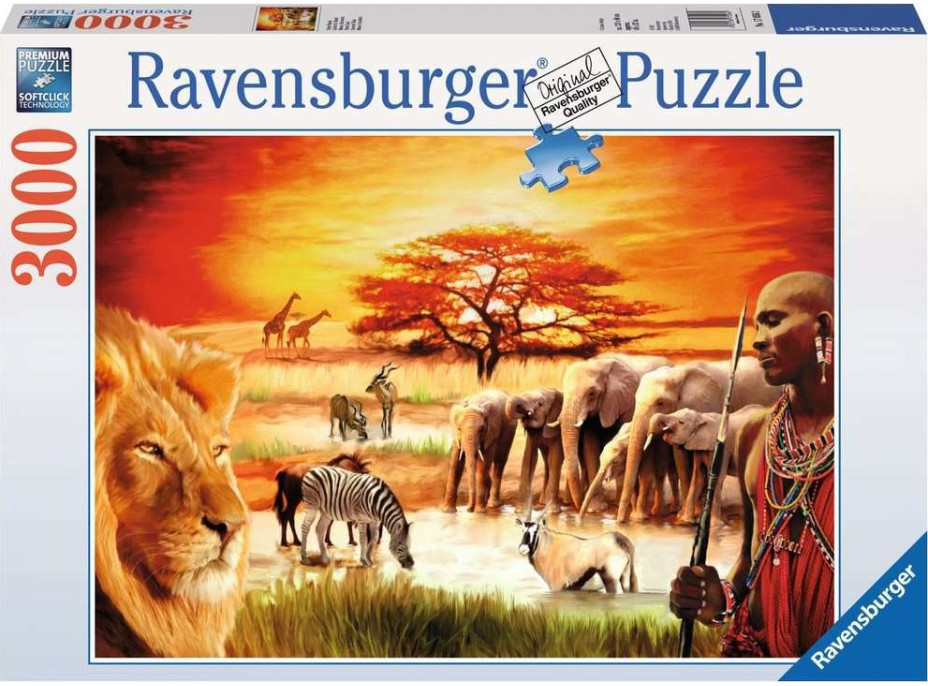 RAVENSBURGER Puzzle Savana - hrdí Masajové 3000 dílků