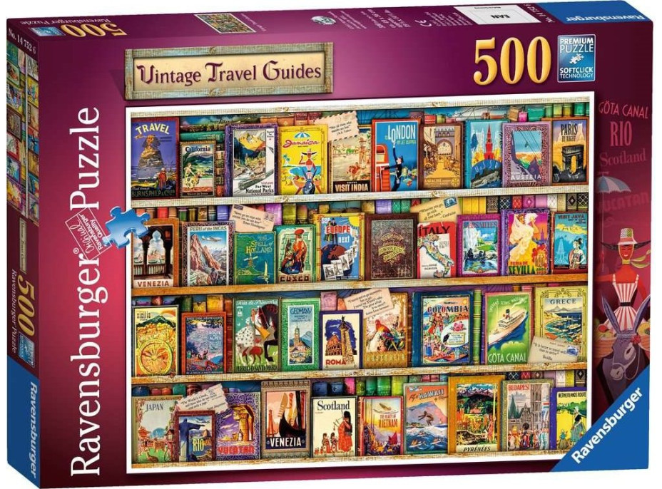 RAVENSBURGER Puzzle Historické cestovní příručky 500 dílků