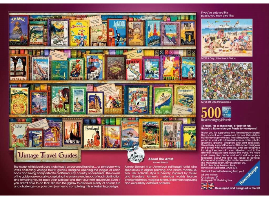 RAVENSBURGER Puzzle Historické cestovní příručky 500 dílků