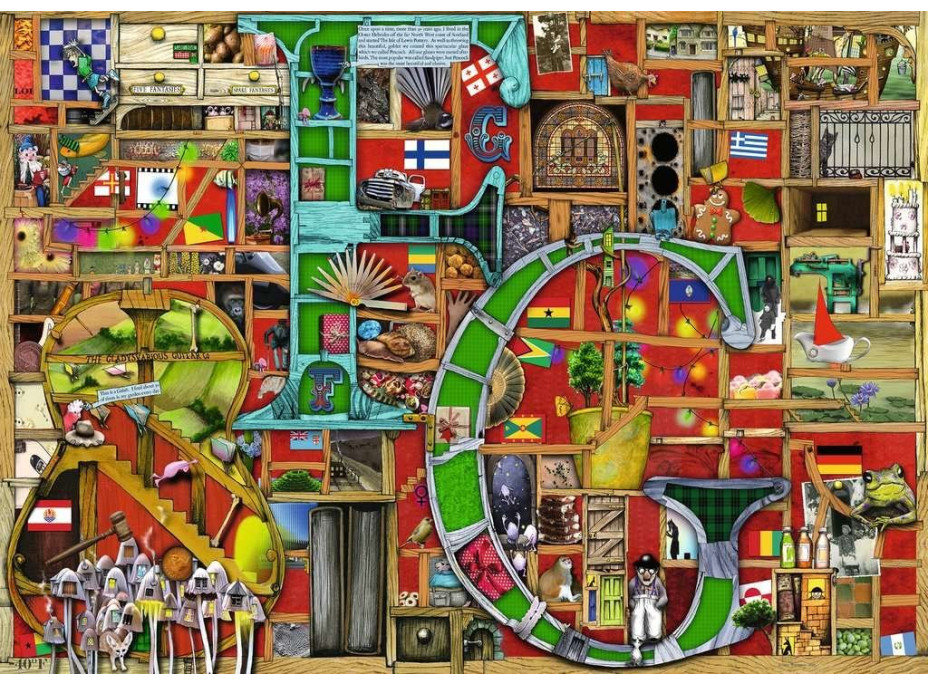 RAVENSBURGER Puzzle Úžasná abeceda - písmeno F a G 1000 dílků