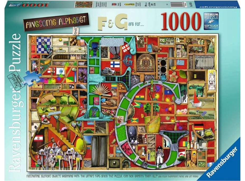 RAVENSBURGER Puzzle Úžasná abeceda - písmeno F a G 1000 dílků