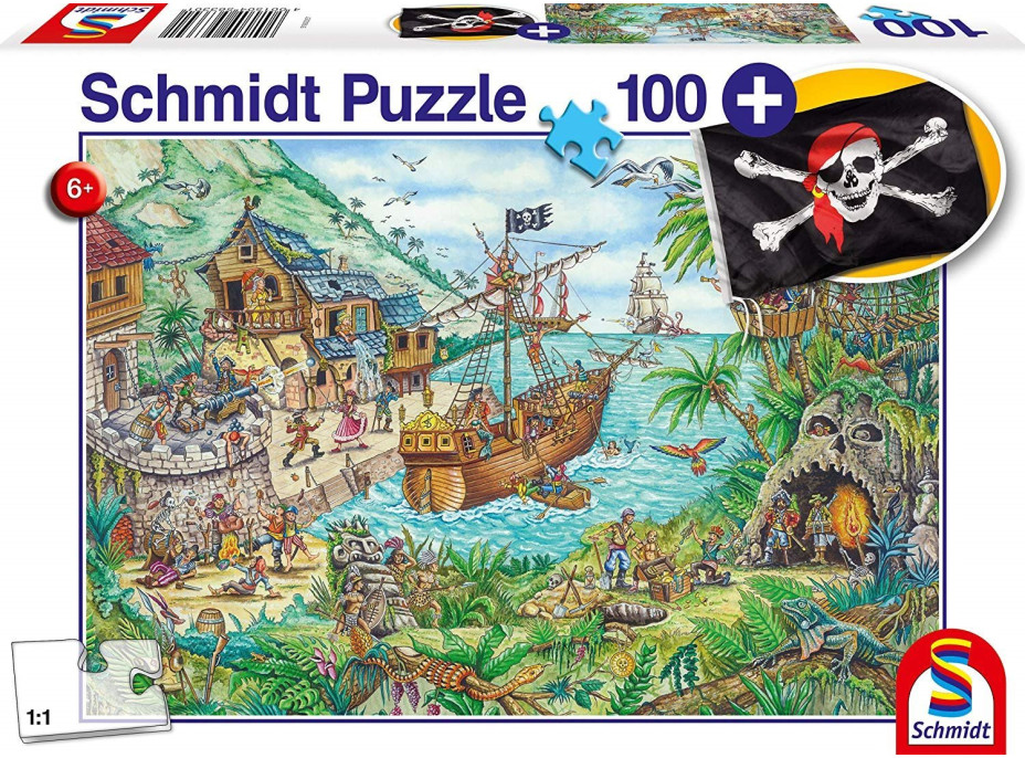 SCHMIDT Puzzle V pirátské zátoce 100 dílků + dárek (pirátská vlajka)